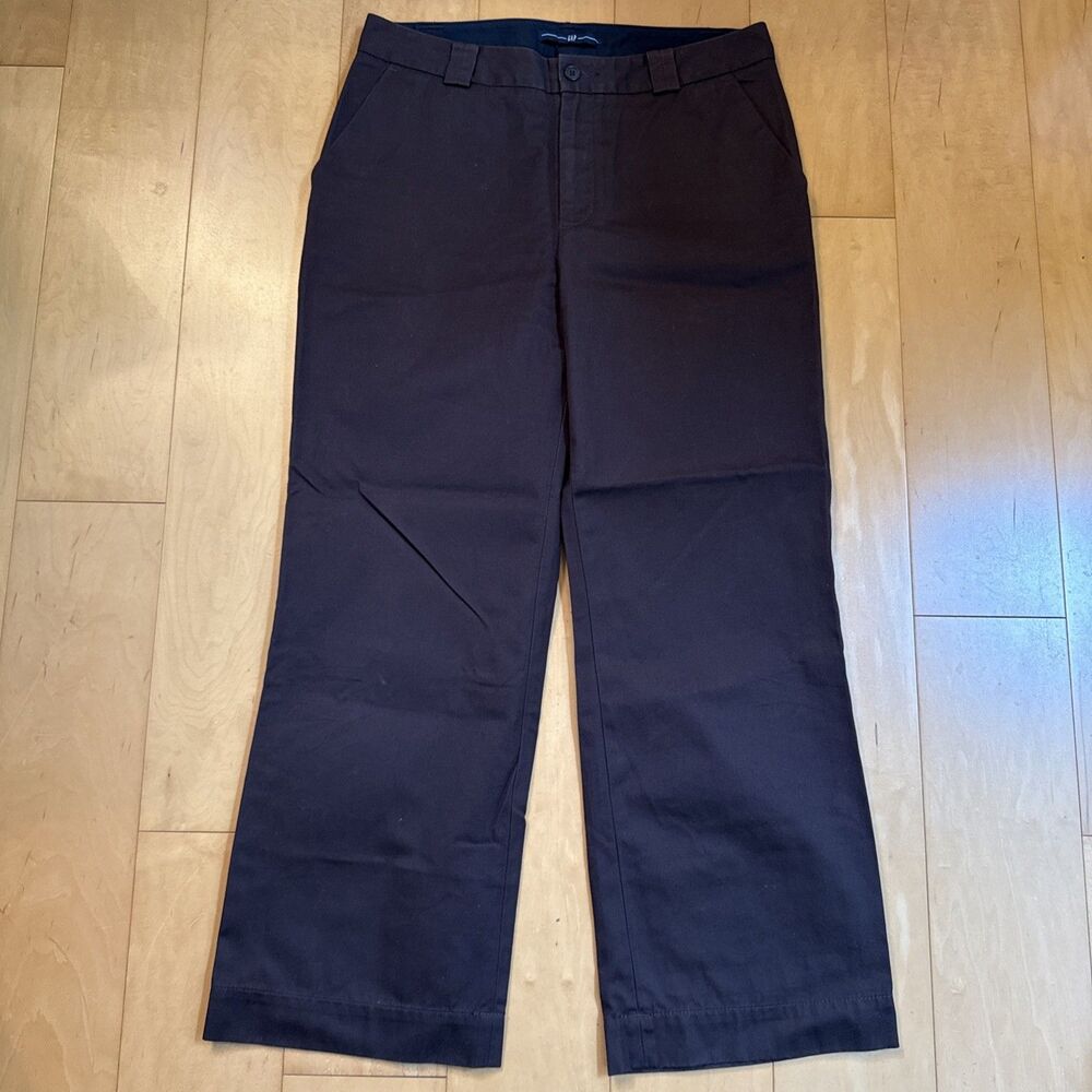 CHOCOLATE BROWN gap Wide Leg Pants Cotton Size 8 Tall